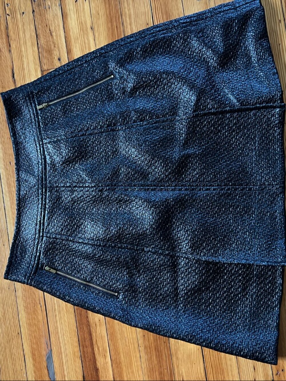 Banana Republic Black Metallic Shine A-Line Skirt - Size 12 - Edgy Chic